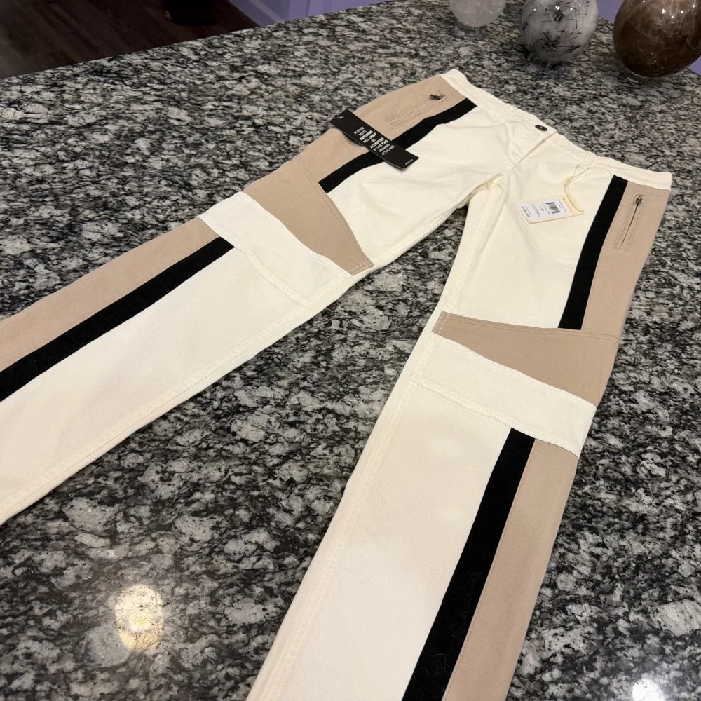 BCBGMaxAzria Beige and Black Panel Straight Leg Pants - Picture 2 of 10